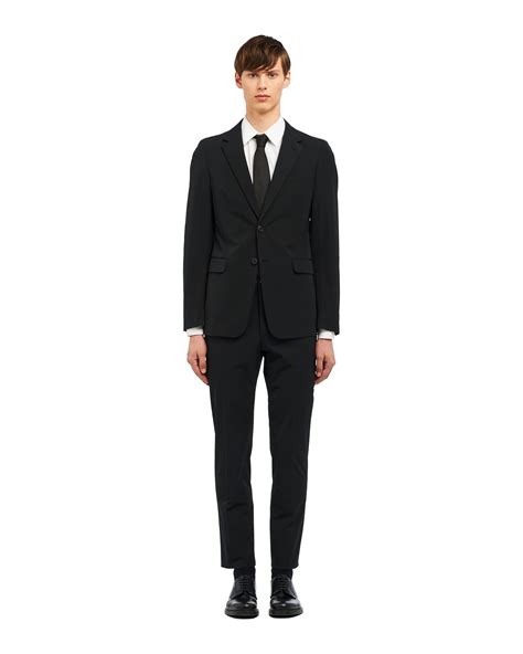 prada technical fabric suit men|Black Single.